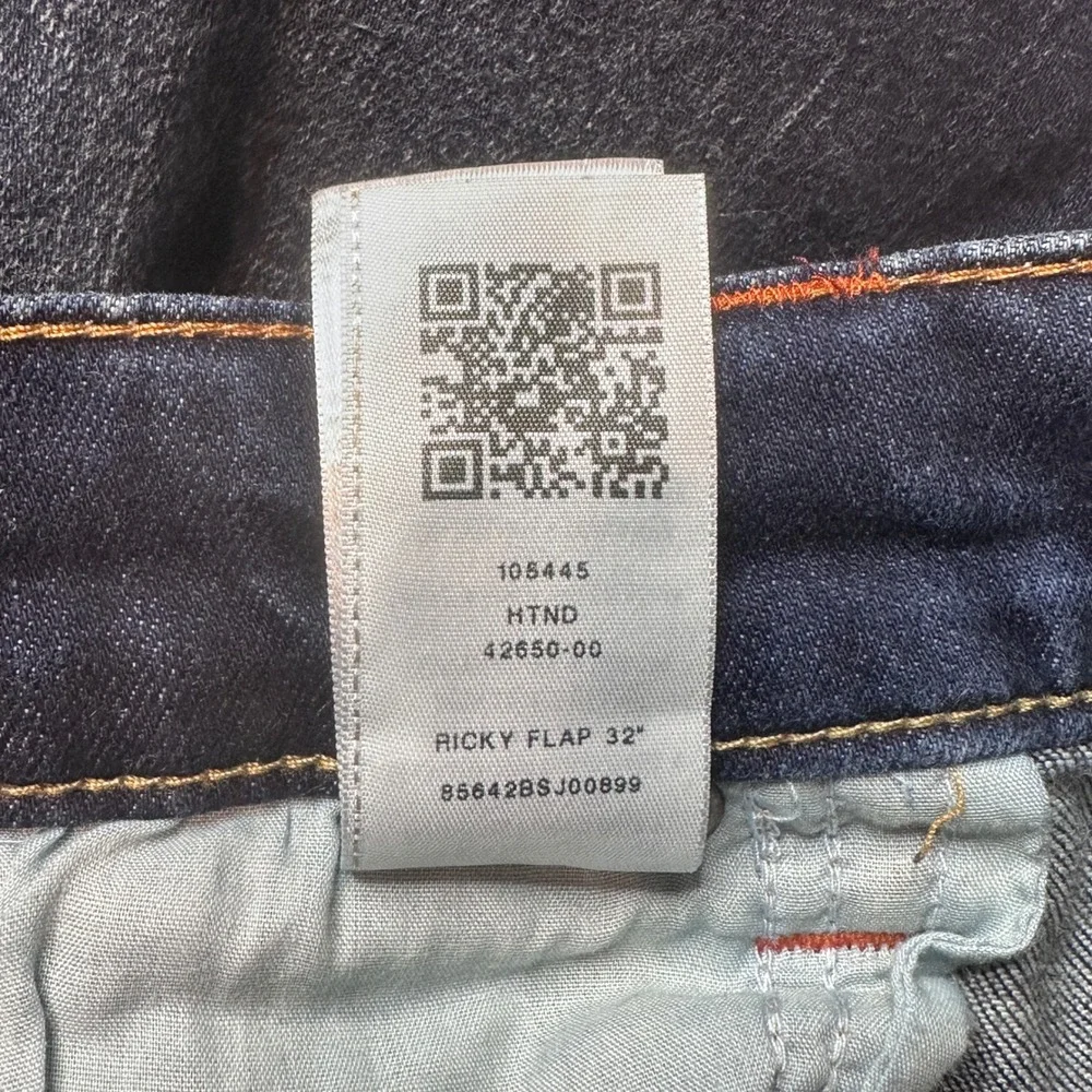 True Religion Jeans Mens 42 Blue Ricky Relaxed Straight Dark Wash Stretch Denim